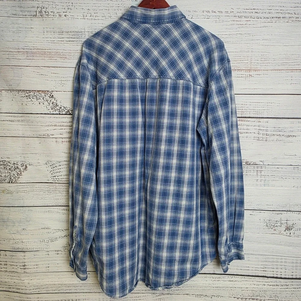 Vintage 1997 Levis Mens Blue Plaid Denim Cotton Shirt XL‎ Long Sleeve 60557-6222